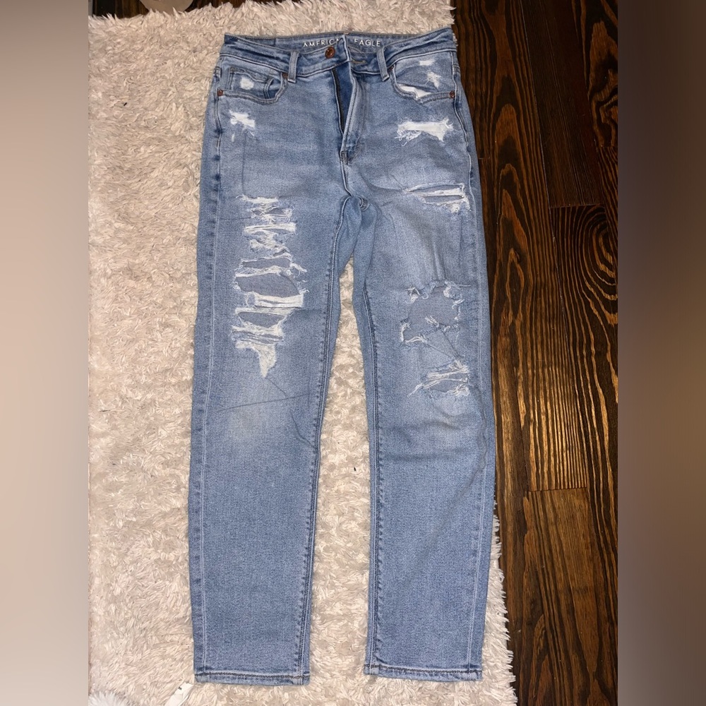 American Eagle mom jeans with rips